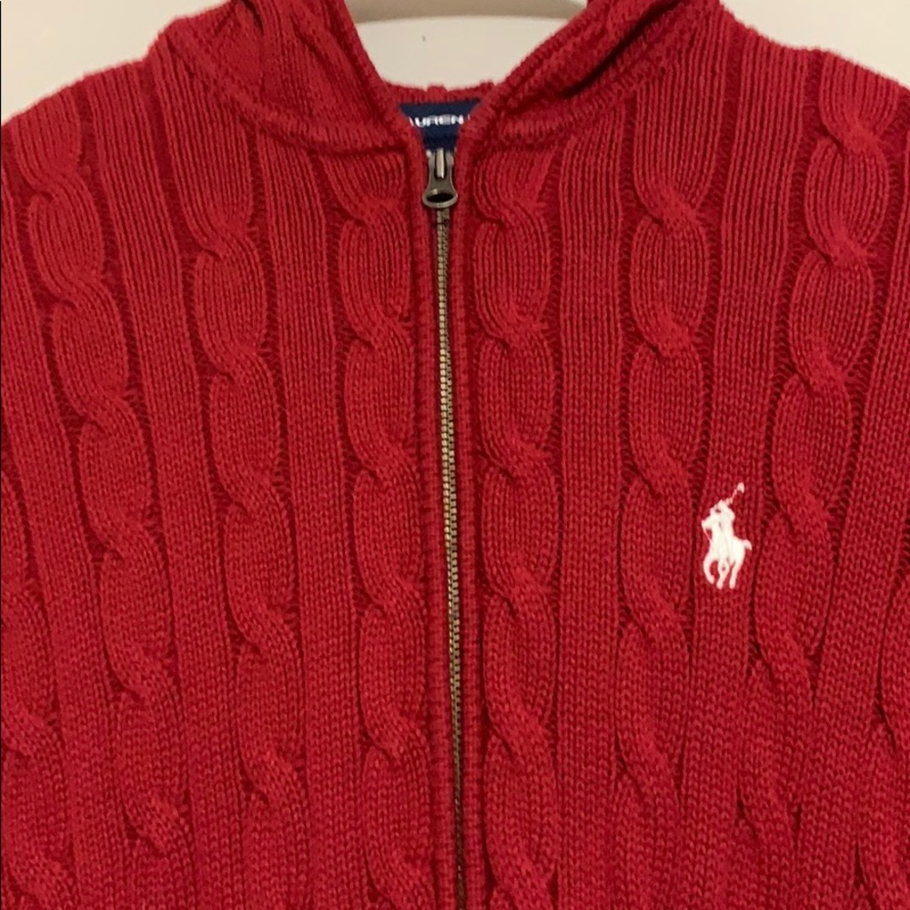 Red Ralph Lauren Cable-Knit Hoodie - Picture 4 of 5